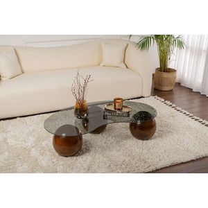 Masuta de cafea, Hanah Home, Sphere, 120x30x70 cm, Nuc / Gri imagine