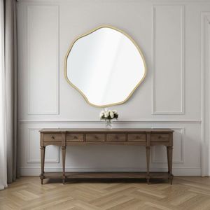 Oglinda decorativa, Hanah Home, Bowed 40 x 40, 40x40 cm, Auriu imagine