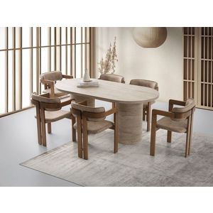 Masa, Hanah Home, Hermes, 180x77x90 cm, Travertin imagine