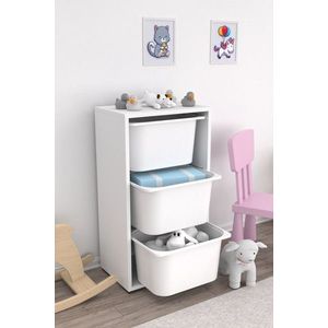 Dulap multifunctional, Hanah Home, Bronz 3D, 45x90x30 cm, Alb imagine