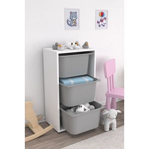 Dulap multifunctional, Hanah Home, Bronz 3D, 45x90x30 cm, Alb/Gri imagine