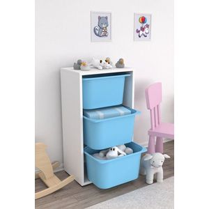 Dulap multifunctional, Hanah Home, Bronz 3D, 45x90x30 cm, Alb/Albastru imagine