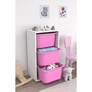 Dulap multifunctional, Hanah Home, Bronz 3D, 45x90x30 cm, Alb/Roz imagine