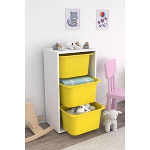 Dulap multifunctional, Hanah Home, Bronz 3D, 45x90x30 cm, Alb / Galben imagine