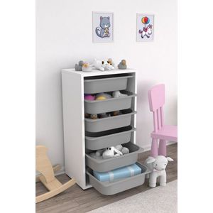 Dulap multifunctional, Hanah Home, Bronz 6N, 45.5x83x30 cm, Alb/Gri imagine