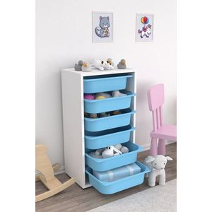 Dulap multifunctional, Hanah Home, Bronz 6N, 45.5x83x30 cm, Alb/Albastru imagine