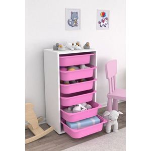 Dulap multifunctional, Hanah Home, Bronz 6N, 45.5x83x30 cm, Alb/Roz imagine