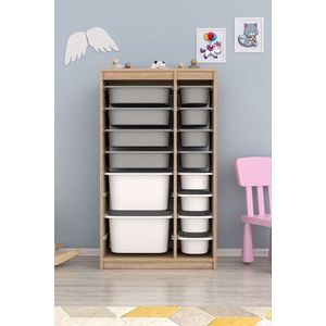 Dulap multifunctional, Hanah Home, Montana Xs 2D4N8U, 69x112.2x29.6 cm, Gri Sonomo / Alb imagine