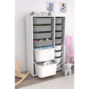 Dulap multifunctional, Hanah Home, Rine 2D4K8U, 69.5x109x30 cm, Alb/Gri imagine
