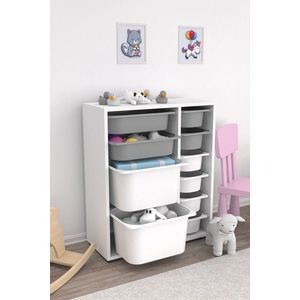 Dulap multifunctional, Hanah Home, Zen 2D2K6U, 69.5x83x30 cm, Alb/Gri imagine