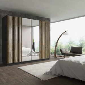 Dulap pentru haine, Hanah Home, FRN-9022, 240x213x66 cm, Lemn / Negru / Pin Atlantic imagine