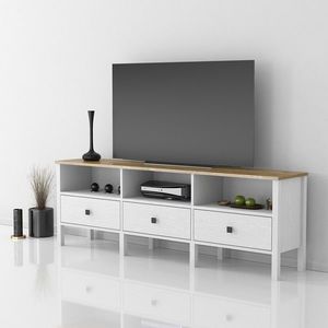 Comoda TV, Hanah Home, FRN-10055, 180x60x35 cm, Maro/Alb imagine