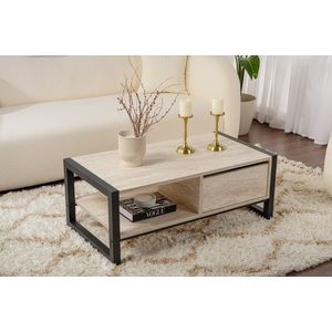 Masuta de cafea, Hanah Home, Haldizen, 105x40x55 cm, Travertin / Negru imagine