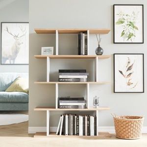 Corp biblioteca, Hanah Home, Harmon, 90x25x127.4 cm, Stejar / Alb imagine