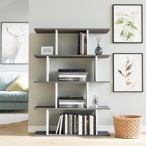 Corp biblioteca, Hanah Home, Harmon, 90x25x127.4 cm, Antracit/Alb imagine