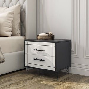 Noptiera, Hanah Home, Night, 50x55x40 cm, Alb/Negru imagine