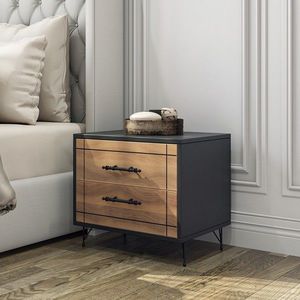 Noptiera, Hanah Home, Night, 50x55x40 cm, Nuc / Negru imagine