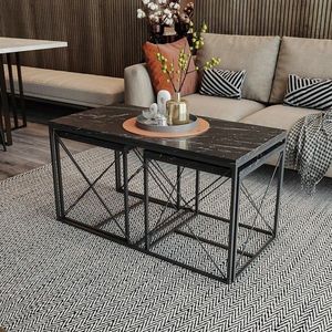 Set masute de cafea, Hanah Home, Defne, Negru imagine