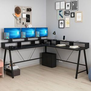 Birou, Hanah Home, Team, 180x90x60 cm, Negru imagine