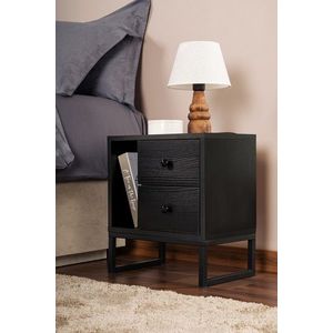 Noptiera, Hanah Home, Glimmer, 45.2x50x29.5 cm, Negru lemn / Negru imagine