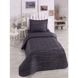 Set cuvertura matlasata Single 160x220 cm, 2 piese, L'essentiel Maison, Verda, 65% bumbac/35% poliester , Gri/Antracit imagine