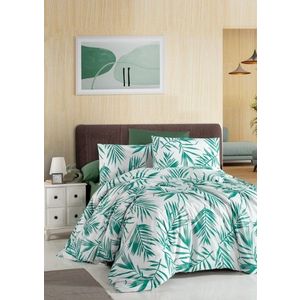 Lenjerie de pat pentru o persoana, L'essentiel Maison, Rana, Verde/Alb imagine