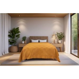 Cuvertura pique Single, L'essentiel Maison, Russel, Caramel imagine