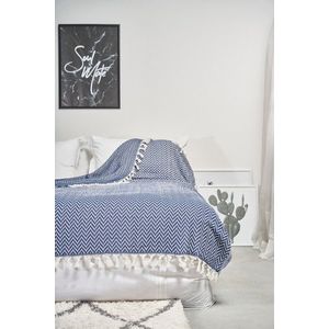 Cuvertura matlasata dubla, L'essentiel Maison, Zigzag, Albastru imagine