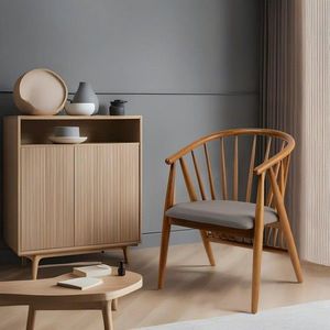 Scaun, Hanah Home, Doris, 58x82x56 cm, Stejar / Gri imagine