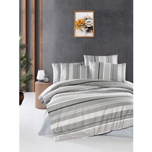 Lenjerie de pat pentru o persoana, L'essentiel Maison, Vitali, Gri/Alb imagine