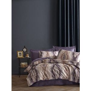 Lenjerie de pat dubla, L'essentiel Maison, Mateo, Mov / Alb / Maro imagine