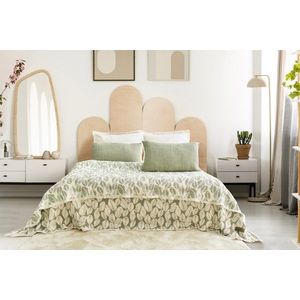 Set cuvertura de pat dubla 3 piese, L'essentiel Maison, Palmy, Verde imagine