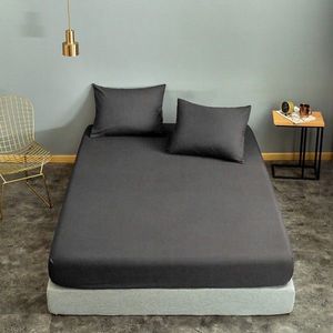 Set de pat dublu (cearceaf cu elastic si perne) 3 piese, L'essentiel Maison, Basic, 65% bumbac/35% poliester, Fumuriu imagine