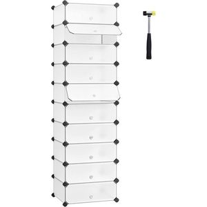 Dulap modular pentru incaltaminte, Songmics, 10 compartimente, 43x31x173 cm, ABS/fier, alb imagine