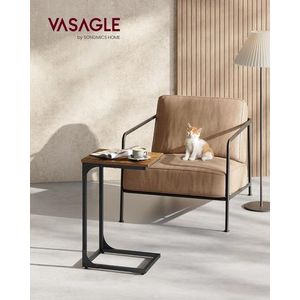 Masuta laterala C-Shaped, Vasagle, 40x30x62 cm, PAL/otel, maro imagine