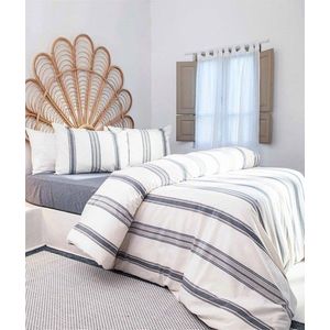 Lenjerie de pat dubla King, L'essentiel Maison, Viento, Albastru închis / Crem imagine