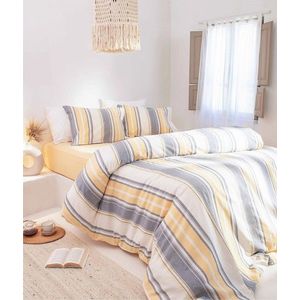 Lenjerie de pat dubla King, L'essentiel Maison, Viento, Grey / Ecru / Yellow imagine
