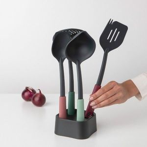Set 4 ustensile de bucatarie + suport, Brabantia, Tasty+, 11.6x11.6x33 cm, plastic, multicolor imagine
