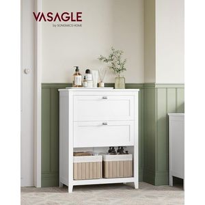 Dulap pentru baie cu 2 sertare si 2 cosuri, Vasagle, 60x30x80 cm, MDF, alb imagine