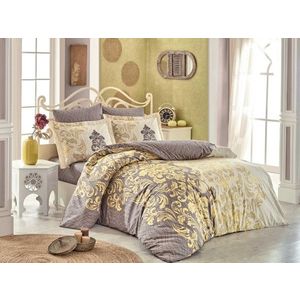 Lenjerie de pat pentru o persoana, 3 piese, 100% bumbac poplin, Hobby, Mirella Cappuccino, bej/auriu imagine