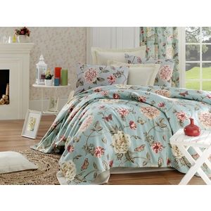 Set cuvertura de pat dubla, EnLora Home, Sandiego Mint, 4 piese, 100% bumbac, multicolor imagine