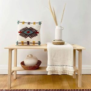 Husa de perna, Ani Punch Pillow Cover, 43x43 cm, Muștar / Turcoaz / Gri închis imagine