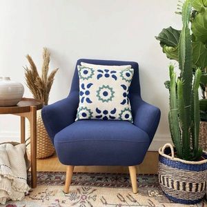 Husa de perna, Margrit Punch Pillow Cover, 43x43 cm, Bleumarin / Gri imagine