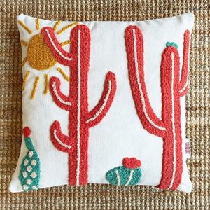 Husa de perna, Sahra, 43x43 cm, Alb / Roșu / Verde / Muștar imagine