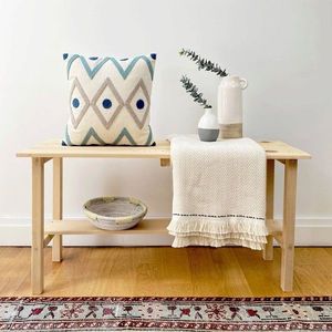 Perna, Bethany Punch Pillow With İnsert, 43x43 cm, Turcoaz / Gri / Bleumarin imagine