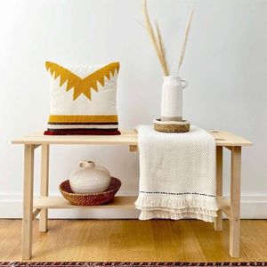 Perna, Sardes Punch Pillow With İnsert, 43x43 cm, Muștar / Roșu / Gri închis imagine