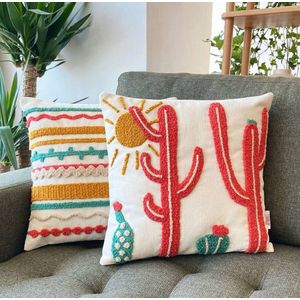 Set perne decorative , Desert Love, Coral închis / Verde / Muștar / Galben imagine