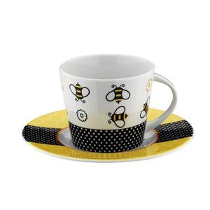 Set 6 cani + 6 farfurii, Kutahya Porselen, TL12CT4207104, 200 ml, portelan, multicolor imagine