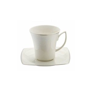 Set 6 cesti + 6 farfurii, Kutahya Porselen, BNMR12KT430955920, portelan, alb/arginitiu imagine