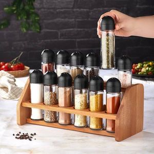 Set 12 recipiente pentru depozitare UPT00917S, Forsberg, sticla/lemn imagine